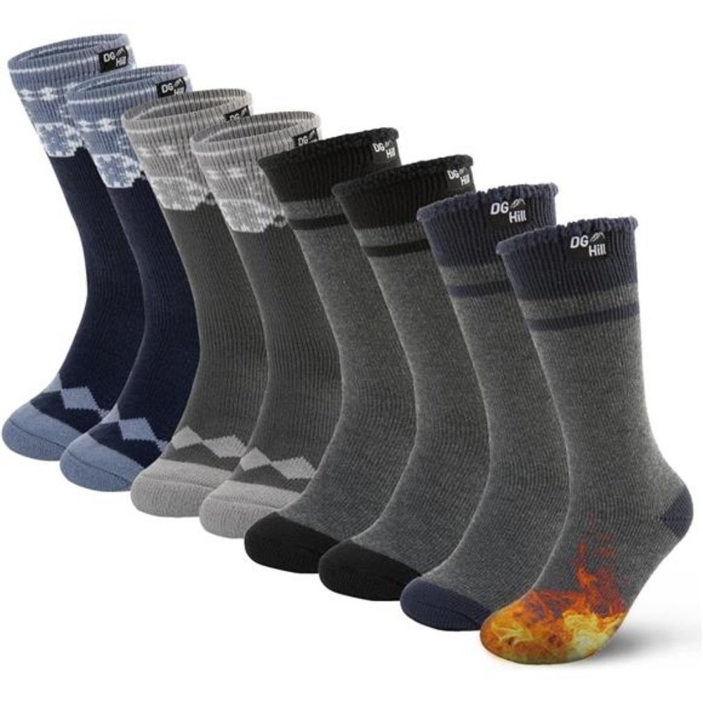 4Pack Thermal Socks for Men and Women, Heated Winter Boot Socks